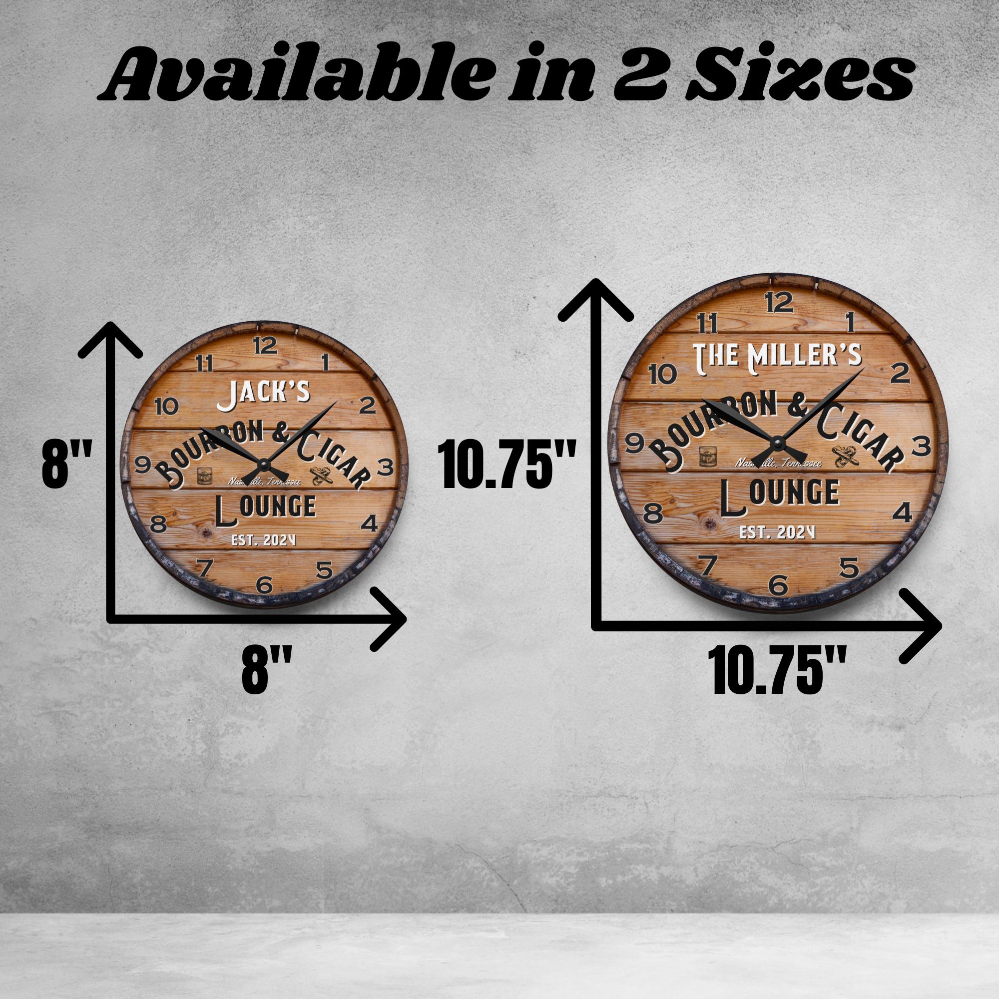 Personalized Bourbon Cigar Clock, Man Cave Decor, Whiskey Bar Barrel ...