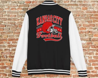 Kansas City Football Varsity Jacket, Vintage Throwback 90s Outerwear For Fans, Mens and Womens Sizes S to 3XL