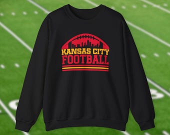 Kansas City Football Sweatshirt, Trendy City Skyline Shirt, Vintage Retro Shirts, Kingdom Game Day Apparel, Tailgate Gift For Him