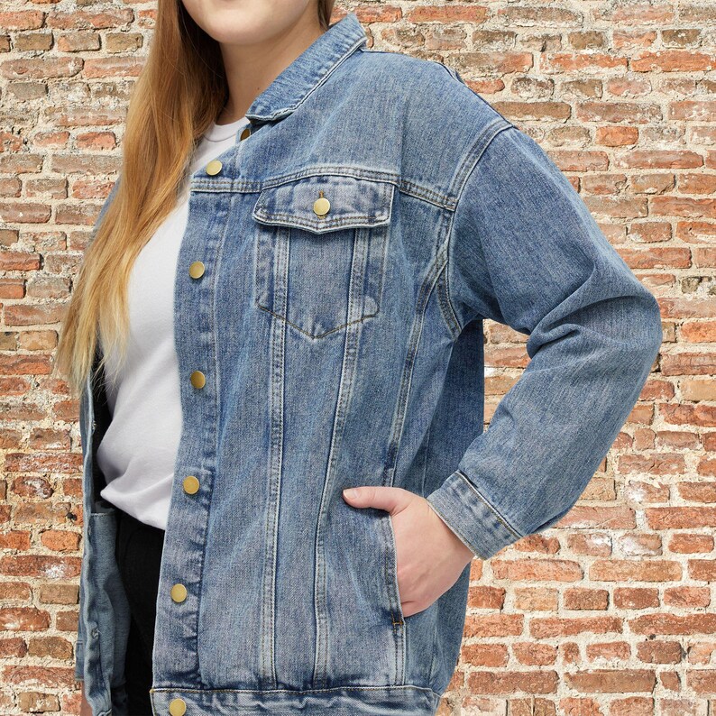 Kansas City Womens Denim Jean Jacket, Vintage Varsity Football Coat, Taylor's Retro Game Day Gear, Tailgate Apparel Gift For Her, Team Mom image 6