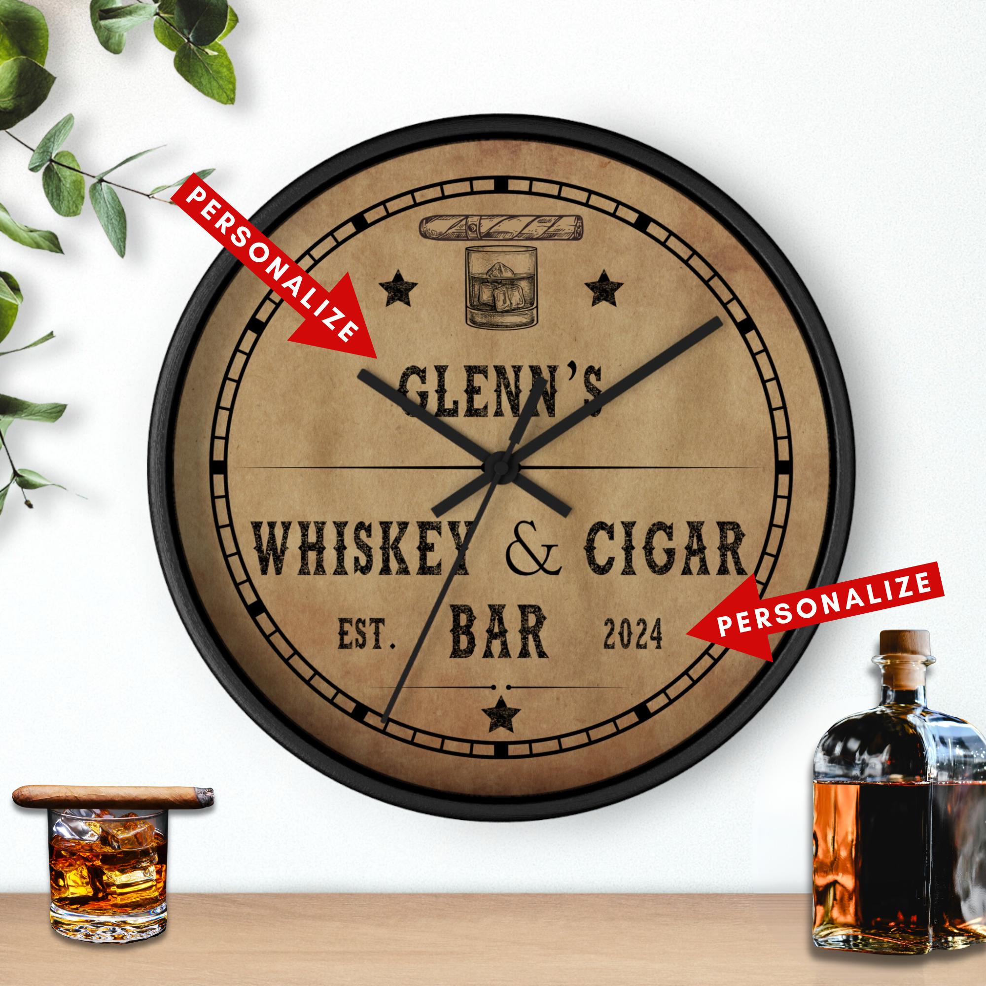 Personalized Bourbon Cigar Clock, Western Man Cave Decor, Rustic ...