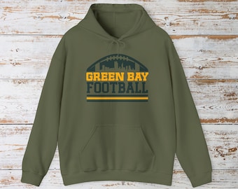 Green Bay Football Hoodie, Trendy City Skyline Shirt, Vintage Retro Shirts, Go Pack Go Game Day Apparel, Tailgate Gift For Him