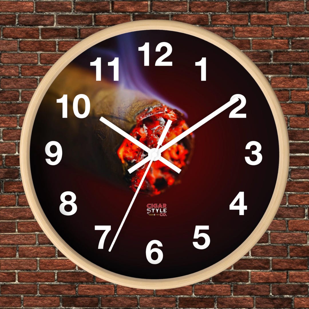 Cigar Lounge Wall Clock, Man Cave Decor, Wooden Black White Frame ...