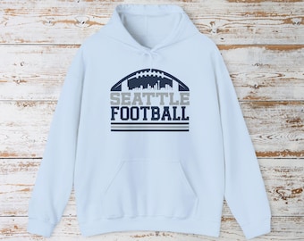 Seattle Football Hoodie, Trendy City Skyline Shirt, Vintage Retro Shirts,  12th Man Game Day Apparel, Tailgate Gift For Him