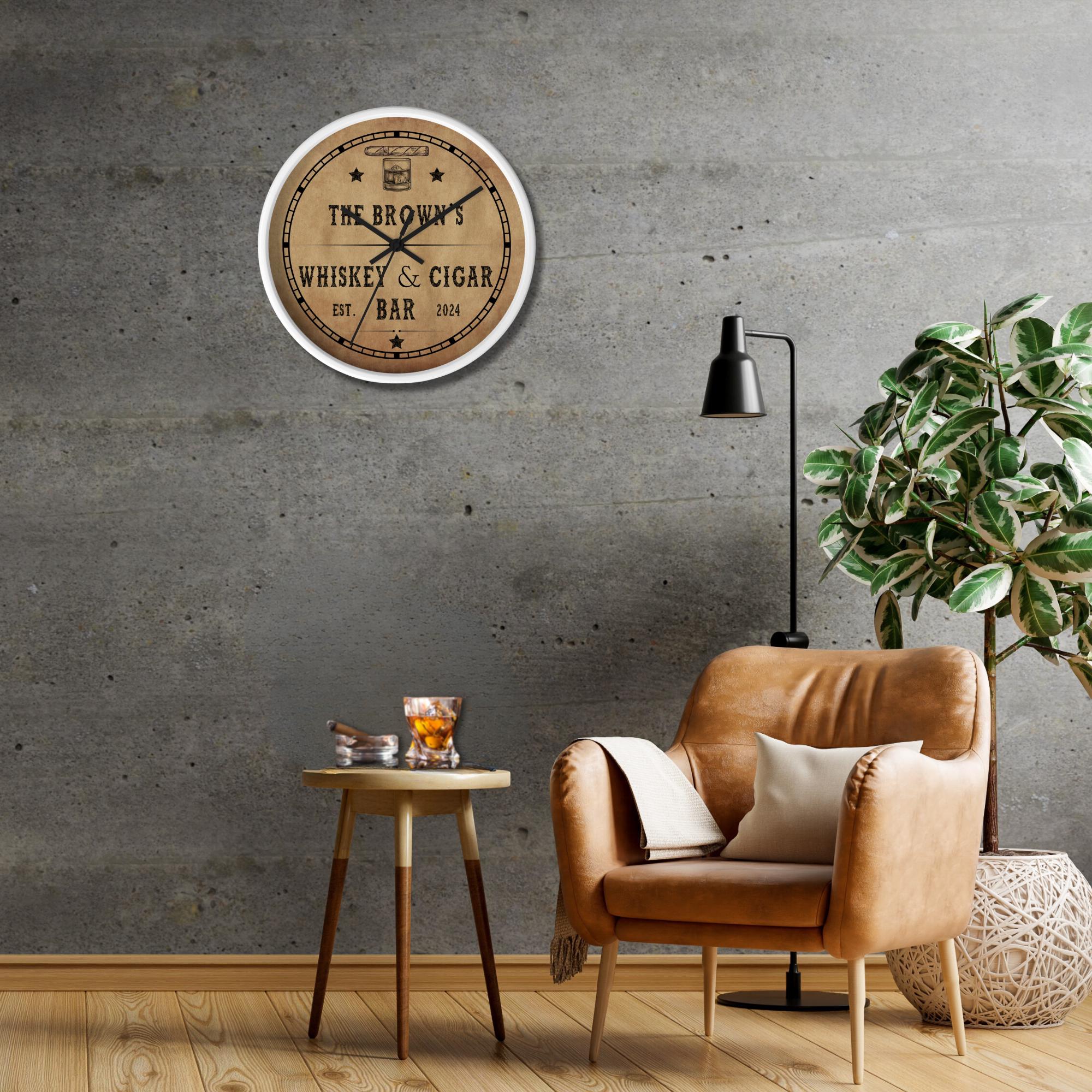 Personalized Bourbon Cigar Clock, Western Man Cave Decor, Rustic ...