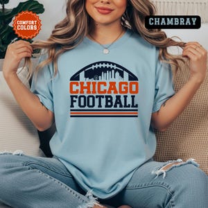 Chicago Bears Football T-Shirt, Trendy Comfort Colors City Skyline Shirt, Vintage Retro Tee, Game Day TShirt, Soldier Field Tailgate Gift
