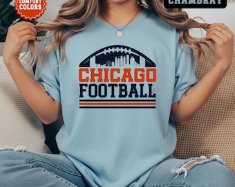 Chicago Football T-Shirt, Trendy Comfort Colors City Skyline Shirt, Vintage Retro Tee, Game Day TShirt, Soldier Field Tailgate Gift