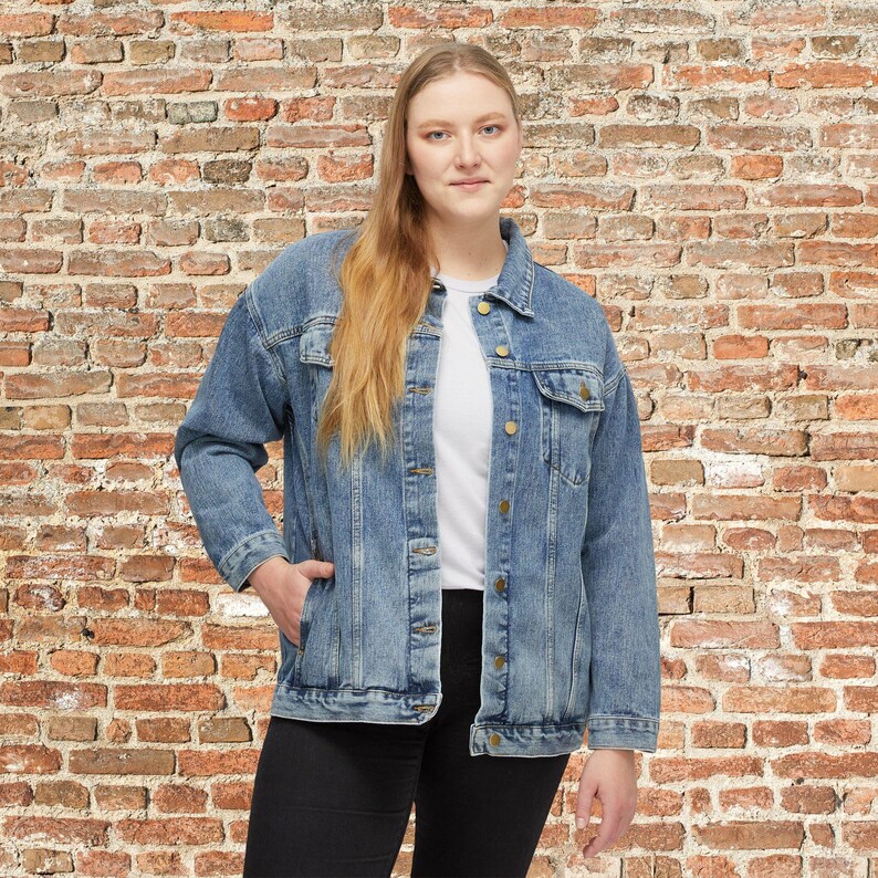Kansas City Womens Denim Jean Jacket, Vintage Varsity Football Coat, Taylor's Retro Game Day Gear, Tailgate Apparel Gift For Her, Team Mom image 4