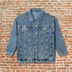 Kansas City Womens Denim Jean Jacket, Vintage Varsity Football Coat, Taylor's Retro Game Day Gear, Tailgate Apparel Gift For Her, Team Mom image 3