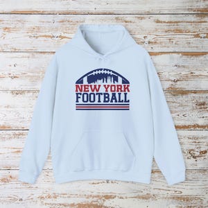 New York Giants Football Hoodie, Trendy City Skyline Shirt, Vintage Retro Shirts, Big Blue Game Day Apparel, Tailgate Gift For Him