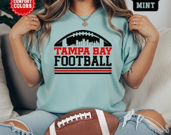 Tampa Bay Football T-Shirt, Trendy Comfort Colors City Skyline Fan Shirt, Vintage Retro Tee, Game Day TShirt, Tailgate Gift