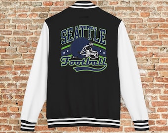 Seattle Football Varsity Jacket, Vintage Throwback 90s Outerwear For Fans, Mens and Womens Sizes S to 3XL