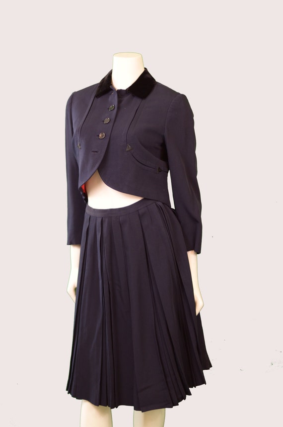 Nan Duskin 2 Piece Bolero Jacket Suit w Velvet Col