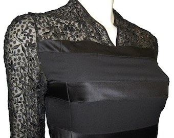 Abendkleid-Schwarze Seide mit Stickerei