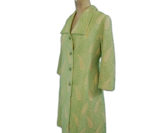 1960s Vintage Citrus Green Paisley Coat