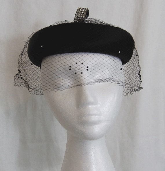 Schiaparelli Black Satin Pillbox