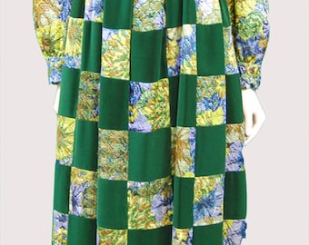 Vestido de noche de patchwork de seda y terciopelo de Eleanor Simmons para Malcolm Starr, 1960