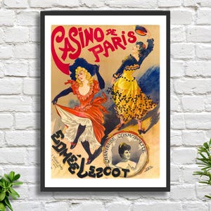 Georges de Feure 'Casino de Paris Edmée Lescot' 1900 Vintage französisches Theaterplakat Jugendstil-Casino-Plakat Giclée-Druck oder gerahmter Druck.