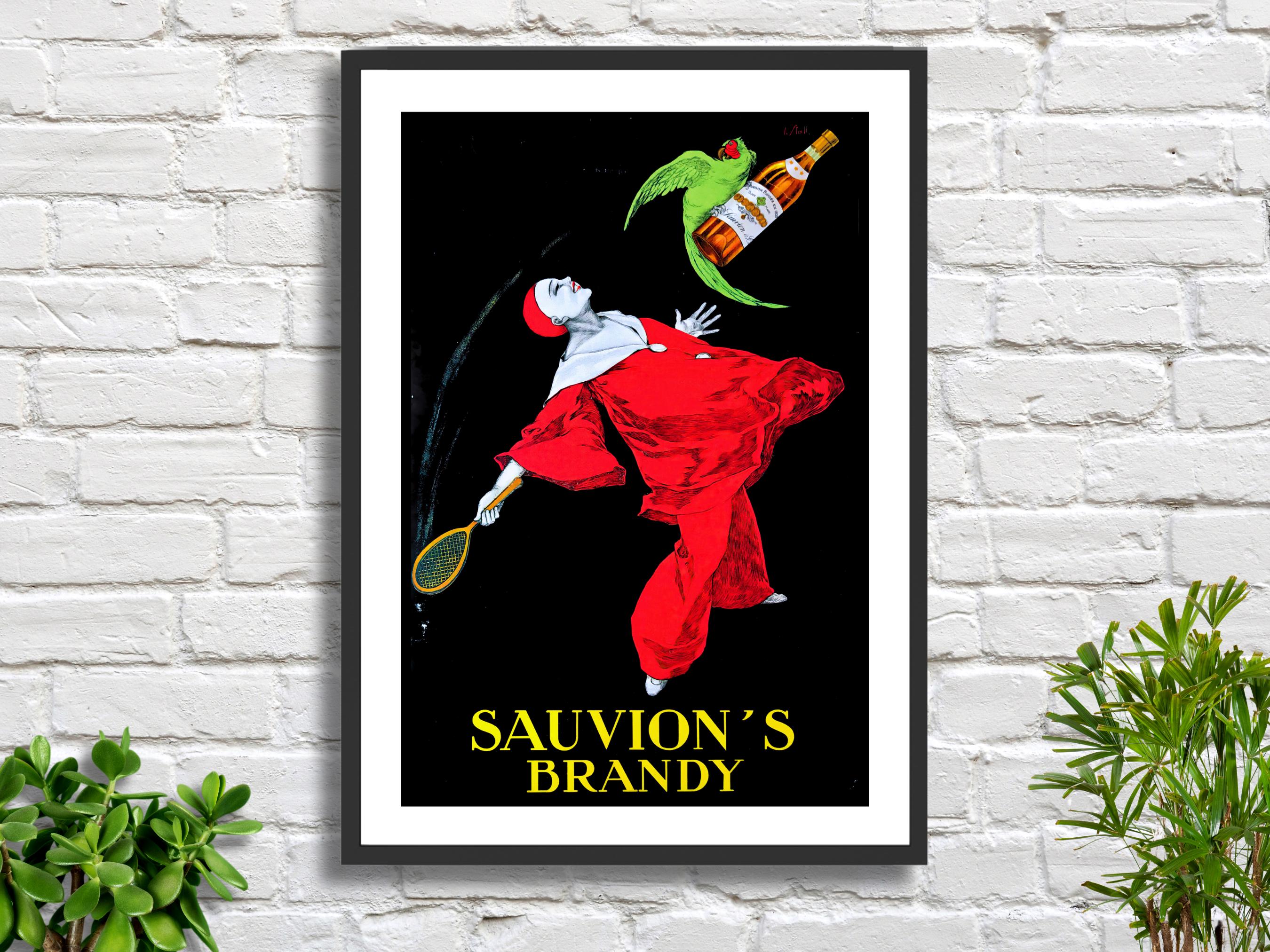 Vintage French Brandy Advertising Poster: Joseph Stall 'sauvion's