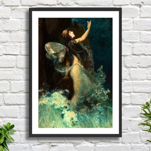 Artista americano Paul Swan, "Ninfa d'acqua", 1907. Stampa giclée mitologica o con cornice. Ideale come regalo di inaugurazione della casa o di compleanno.