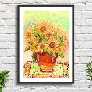 Henri Manguin "Girasoli" (Soleils) 1940, artista fauvista francese, decorazione da parete con natura morta floreale, stampa giclée o stampa incorniciata. Ideale come regalo.