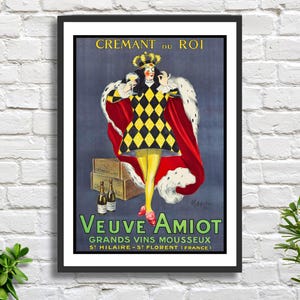 Wein Poster Leonetto Cappiello 'Veuve Amiot' Vintage Küchen Poster, Französisches Alkohol Werbeplakat Giclee Print oder gerahmter Giclee Print.