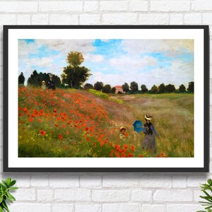 Claude Monet 'Papaveri selvatici vicino a Argenteuil' 1873 Artista impressionista francese papaveri rossi paesaggio arte stampa giclée o stampa incorniciata.