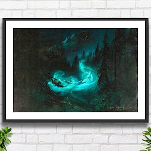 Artista tedesco Karl Wilhelm Diefenbach 'The Fairy Dance' Stampa artistica giclée di mitologia romantica o stampa giclée incorniciata. Regalo di compleanno ideale.