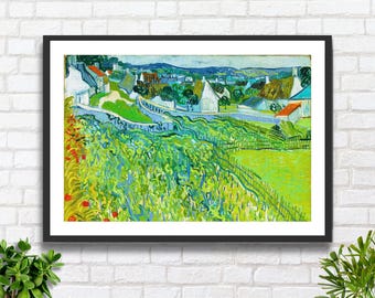 Van Gogh Vineyards at Auvers Print: French Countryside Landscape Art