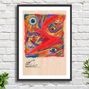 Karl Wiener "Lussuria" 1921, artista austriaco, decorazione da parete in rosso e beige, arte astratta, stampa giclée o stampa incorniciata. Ideale come regalo di ringraziamento o di compleanno.
