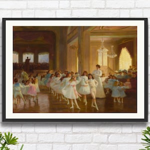 Victor Gabriel Gilbert 'Il saggio di danza per bambini al casinò di Dieppe', scena di danza di balletto dell'artista francese, stampa giclée o stampa incorniciata