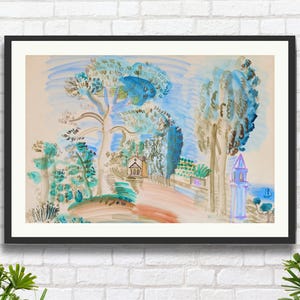 Raoul Dufy 'La cappella di Golfe Juan' (Costa Azzurra, sud della Francia) 1923, stampa giclée/stampa incorniciata di un paesaggio dell'artista impressionista francese.