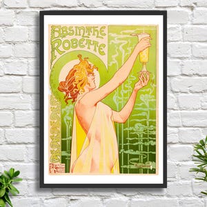 Henri Privat-Livemont 'Absinthe Robette' 1896 Vintage französischer Jugendstil / Belle Epoque Alkoholplakat Giclée-Druck oder gerahmter Giclée-Druck.