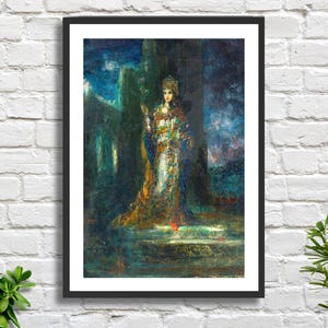 Gustave Moreau "La Fiancée De La Nuit" (La sposa della notte), stampa giclée da parete con mitologia romantica, decorazione da parete blu o stampa incorniciata. Ideale come regalo.