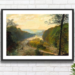 John Atkinson Grimshaw 'La valle di Wharfe, con la Barden Tower oltre' Artista inglese Stampa giclée del paesaggio di Wharfedale o stampa giclée incorniciata