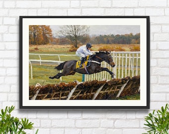 Constitution Hill & Nico de Boinville: Cheltenham Champion Hurdle Winning Racehorse, Hästkapplöpning Konsttryck