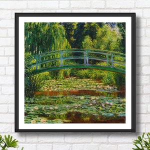 Claude Monet "Il ponte giapponese e lo stagno delle ninfee, Giverny" 1899, stampa quadrata impressionista francese/stampa incorniciata/tela montata su telaio