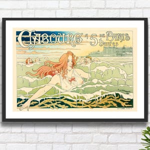 Vintage französisches Plakat 'Casino De Caborg' von Henri Privat-Livemont. "Casino Poster Kunstdruck ""Casino"" im gerahmten Jugendstil."