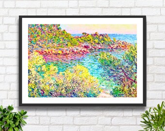 Claude Monet 'Landscape near Monte Carlo': French Impressionist Landscape Art Coastal Scene Giclee Print