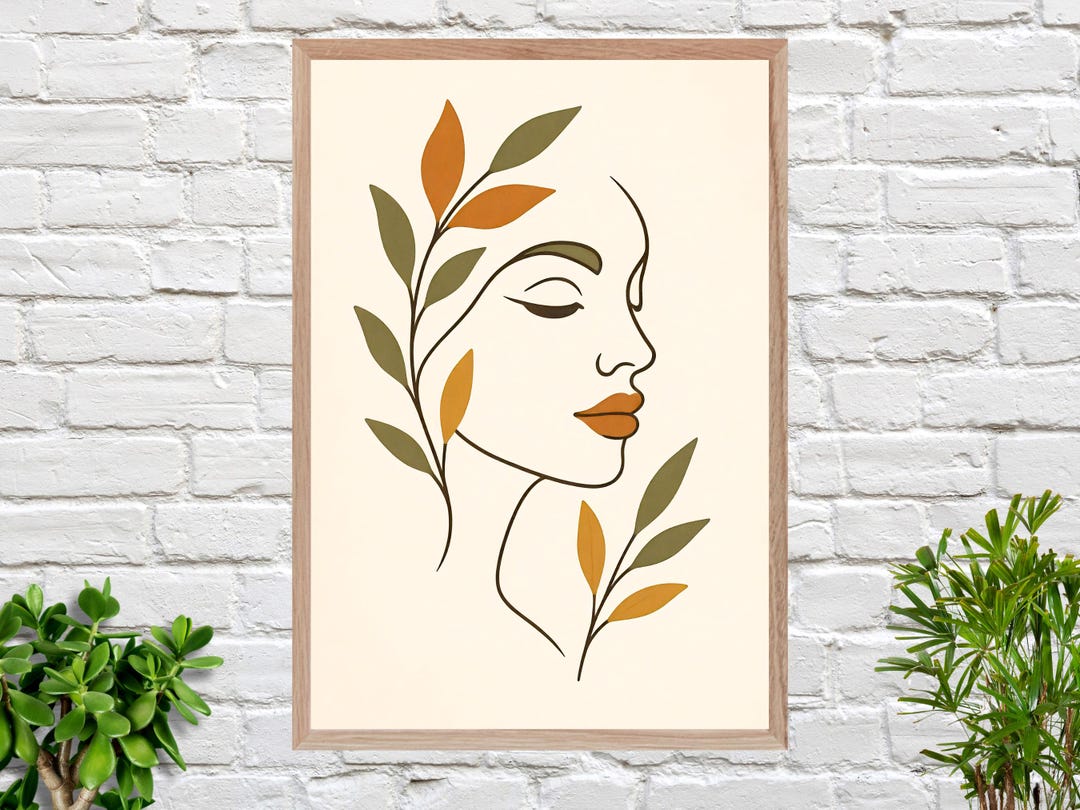 Minimalist Female Line Art Print – Modern Boho Woman Silhouette With ...