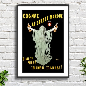 Italienischer Künstler Leonetto Cappiello 'Cognac La Grande Marque' Jugendstil Vintage Alkohol Werbeplakat Giclée-Druck / gerahmter Giclée-Druck.