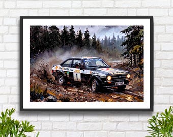 Ari Vatanen Ford Escort MK2 Rally Car Clocaenog Forest: 1982 Welsh Rally Art Print
