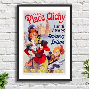 René Péan 'A la Place Clichy' 1899 vintage art nouveau/belle epoque artista francés Teatro de París cartel publicitario impresión giclee/impresión enmarcada