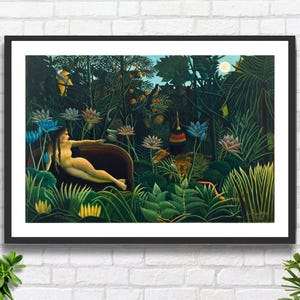 Henri Rousseau "Il Sogno" 1910, artista post-impressionista francese, decorazione da parete verde, arte figurativa, stampa giclée o stampa incorniciata. Regalo ideale.