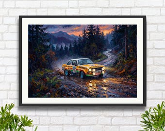 Ford Escort Mk2 Rally Car: Russell Brookes Dyfi Forest 1979 RAC Rally Print/Canvas