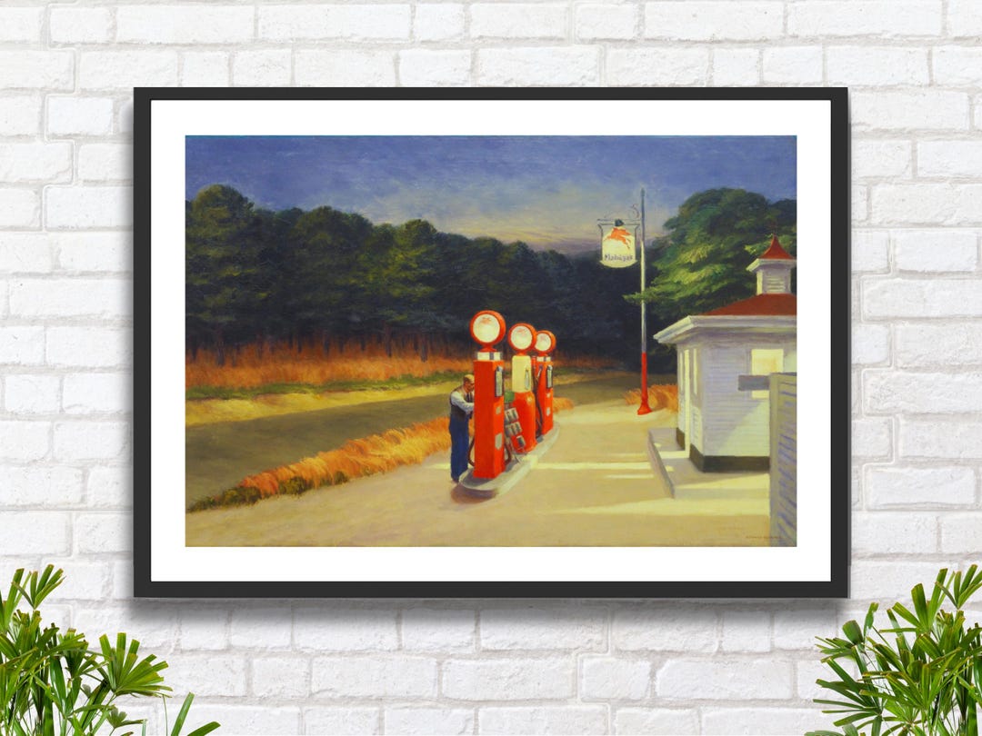 エドワード・ホッパーのガソリンスタンドのジクレー版画：アメリカの