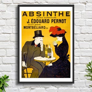 Leonetto Cappiello 'Absenta J. Edouard Pernot', artista italiano art nouveau, póster vintage, decoración de pared amarilla, impresión giclée o impresión enmarcada.