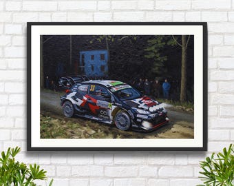 Toyota Yaris Rally Car: Elfyn Evans WRC 2025 Monte Carlo Rally Print or Canvas