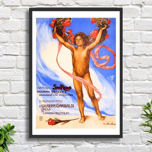 Italienisches Opernplakat Plinio Nomellini 'iI Monumento A Giuseppe Garibaldi' Vintage San Remo Operntheater Plakat Giclée-Druck oder gerahmter Druck