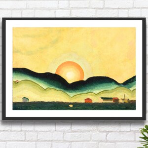 Arthur Dove 'Alba, porto di Northport' (Long Island) 1929 giornata di sole giallo verde decorazione murale paesaggio marino stampa giclée o stampa incorniciata.